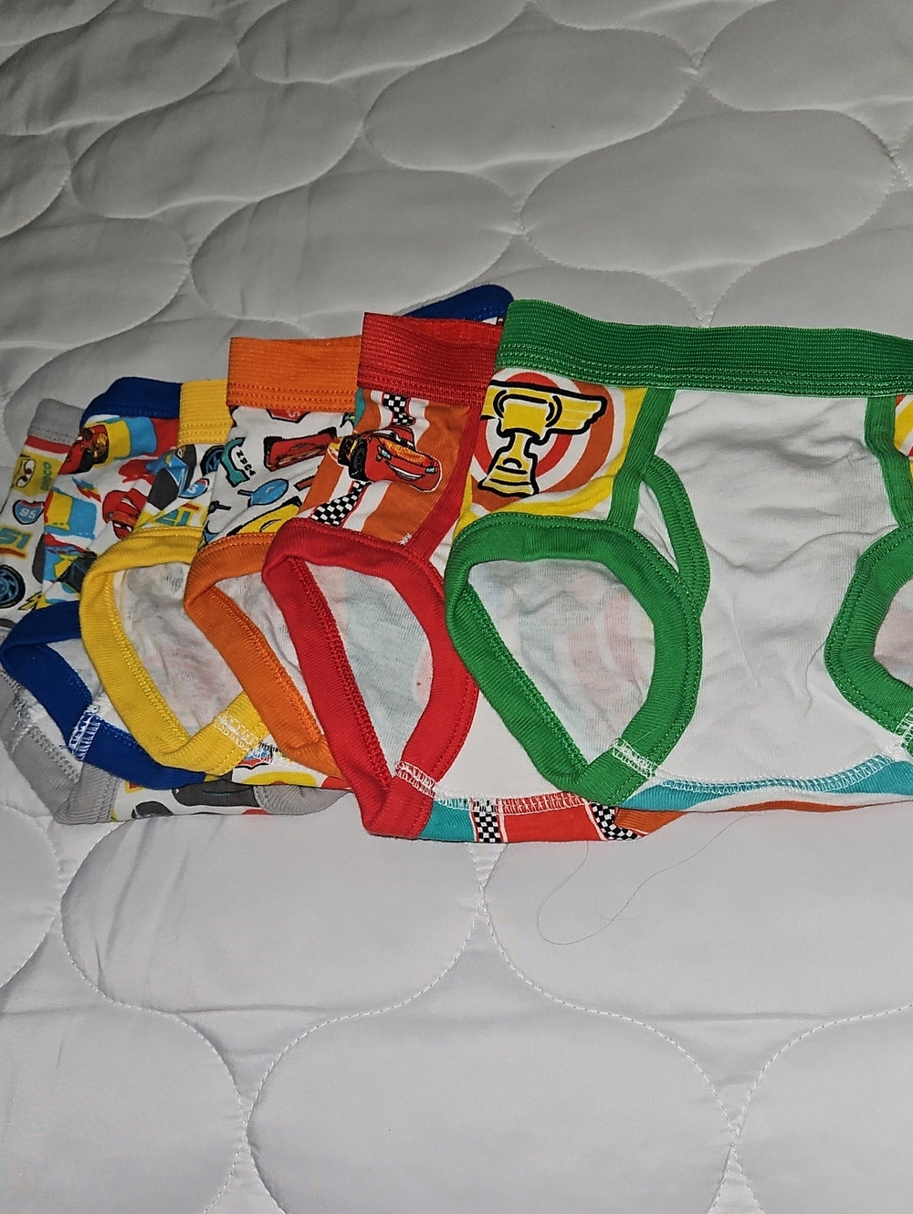 Boys' Colorful Cotton Briefs - Green, Red, Orange, Yellow, Blue Set. Size 2T